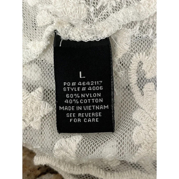 G Collection Womens Beige Lace Crochet Tunic  Coverup Boho Sheer Y2k Blouse L - Picture 8 of 10